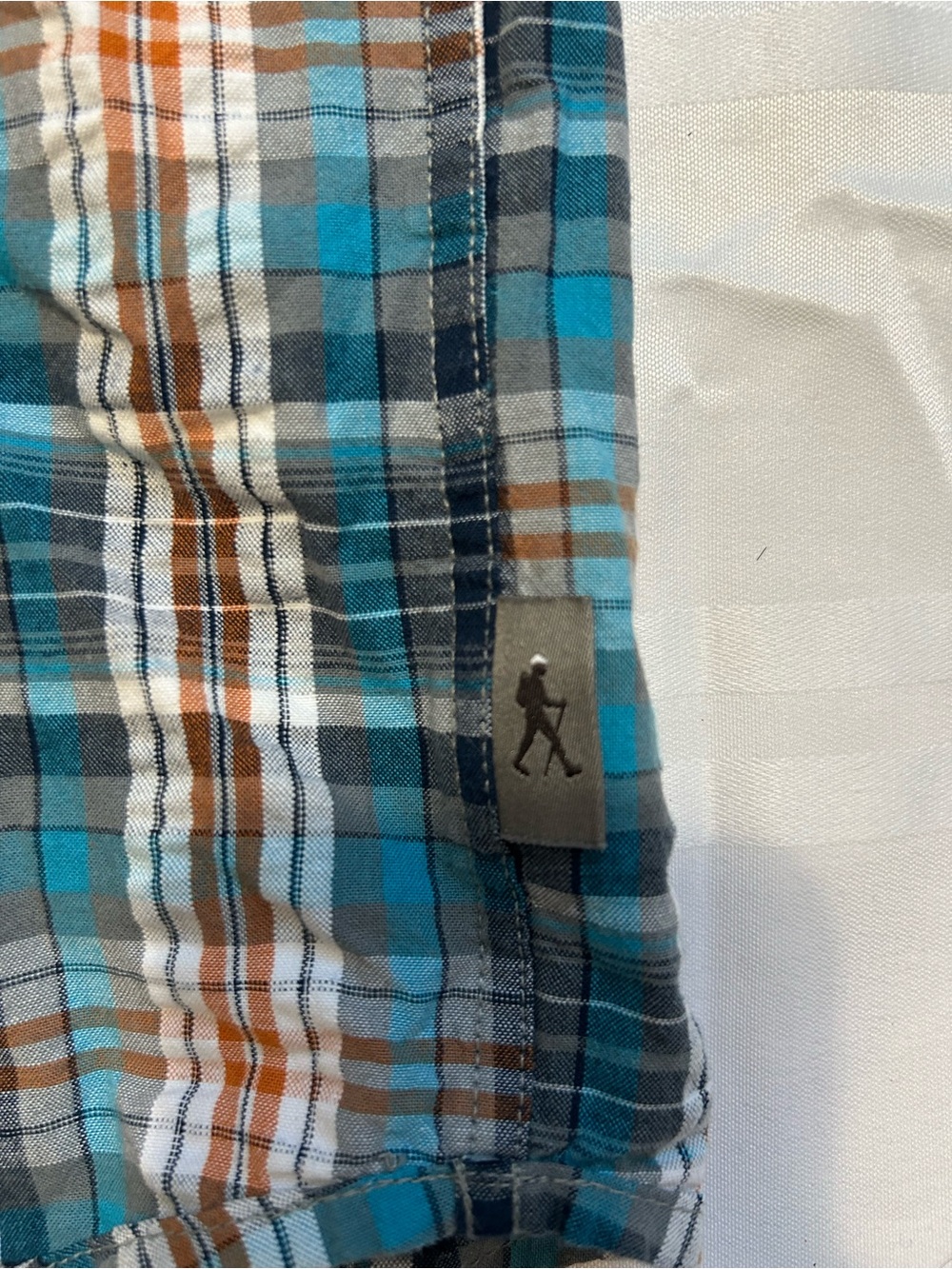 Royal Robbins Plaid Short-Sleeve Button-Down Shirt - Teal, Brown & White - Picture 2 of 4